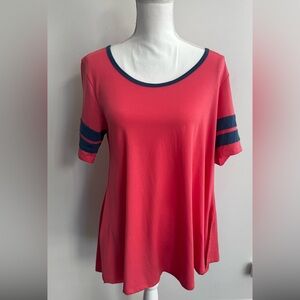 LuLaRoe Coral Tunic Top with Navy Stripes